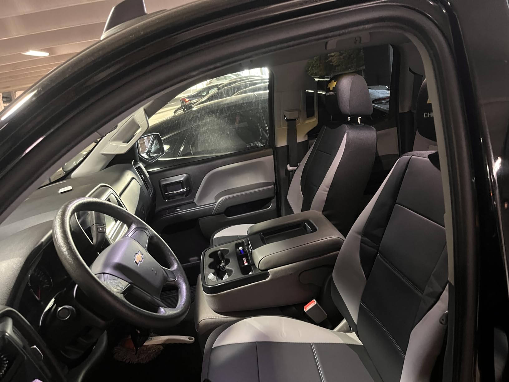 GIANT PANDA 2PCS Front Seat Covers for Chevy Silverado & GMC Sierra 1500 2500 3500 2007-2026 Crew Extended Double Cab Pickup,Custom Fit Chevy & GMC Truck Seat Protectors,Faux Leather (Black) customer photo 1