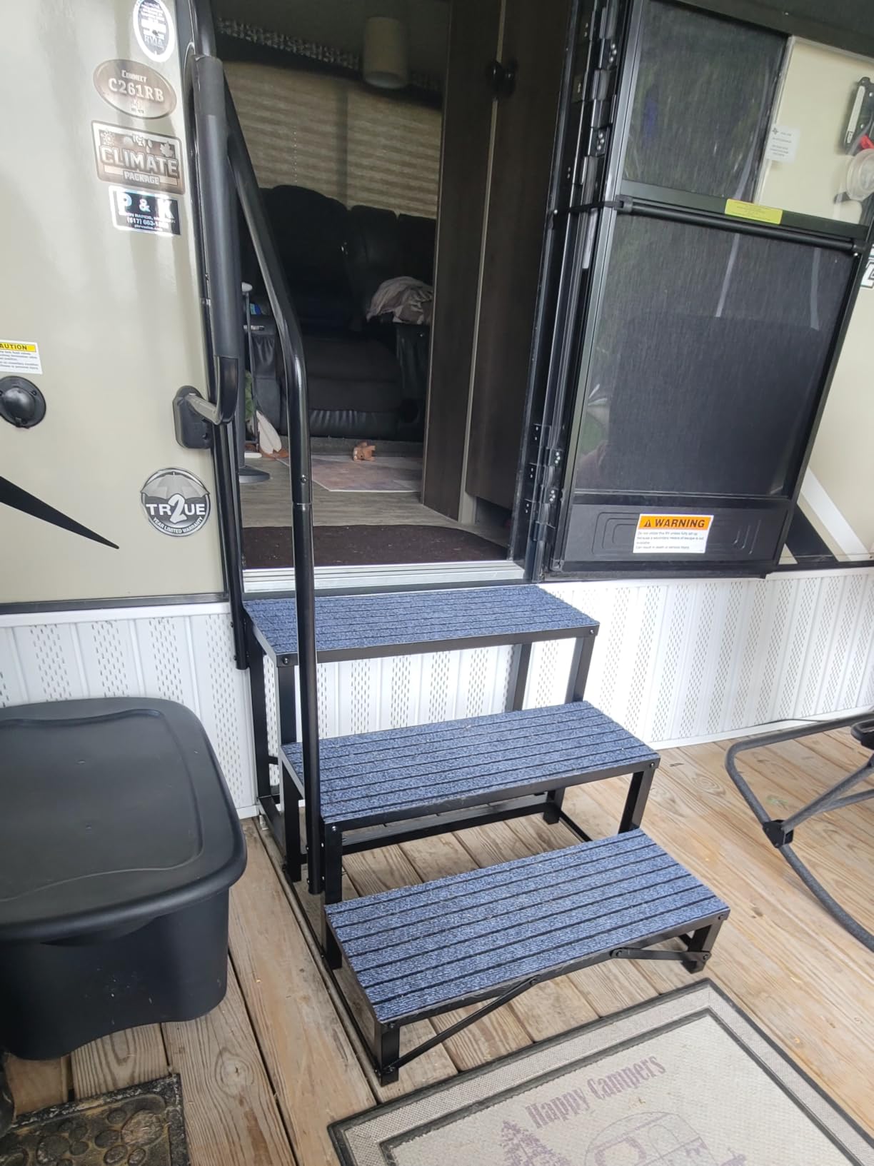 VEVOR RV Steps with Handrail, 3 Steps, 660 lbs Load Capacity, Heavy Duty Outdoor RV Stairs with Non-Slip Mat for Elderly and Pets, Portable Stairs for Hot Tub, Camper, Mobile Home, Porch, Pool, SPA customer photo 1